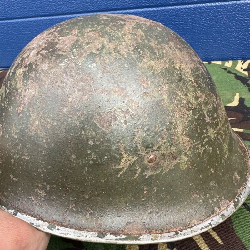 WW2 Canadian Army Mk3 Turtle Helmet - Original Helmet Shell - High Rivet - The Militaria Shop