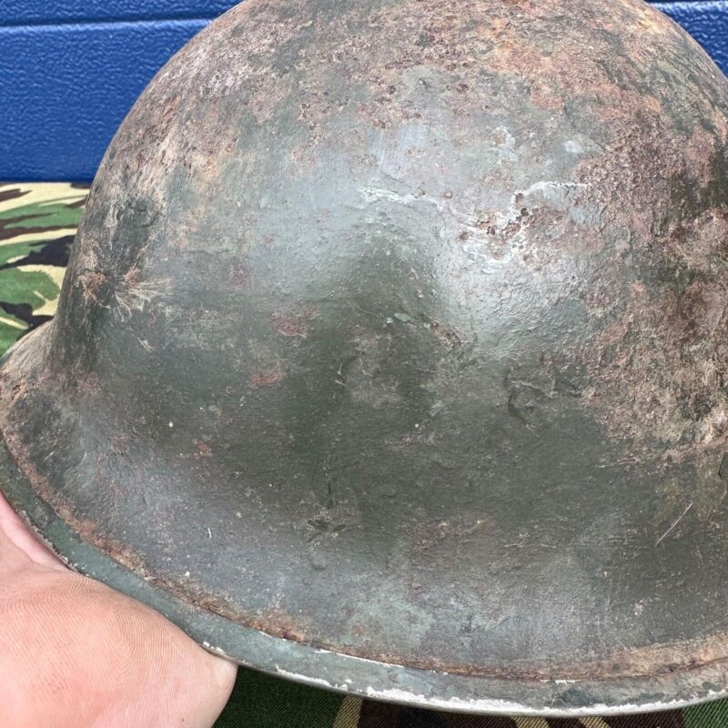 WW2 Canadian Army Mk3 Turtle Helmet - Original Helmet Shell - High Rivet - The Militaria Shop