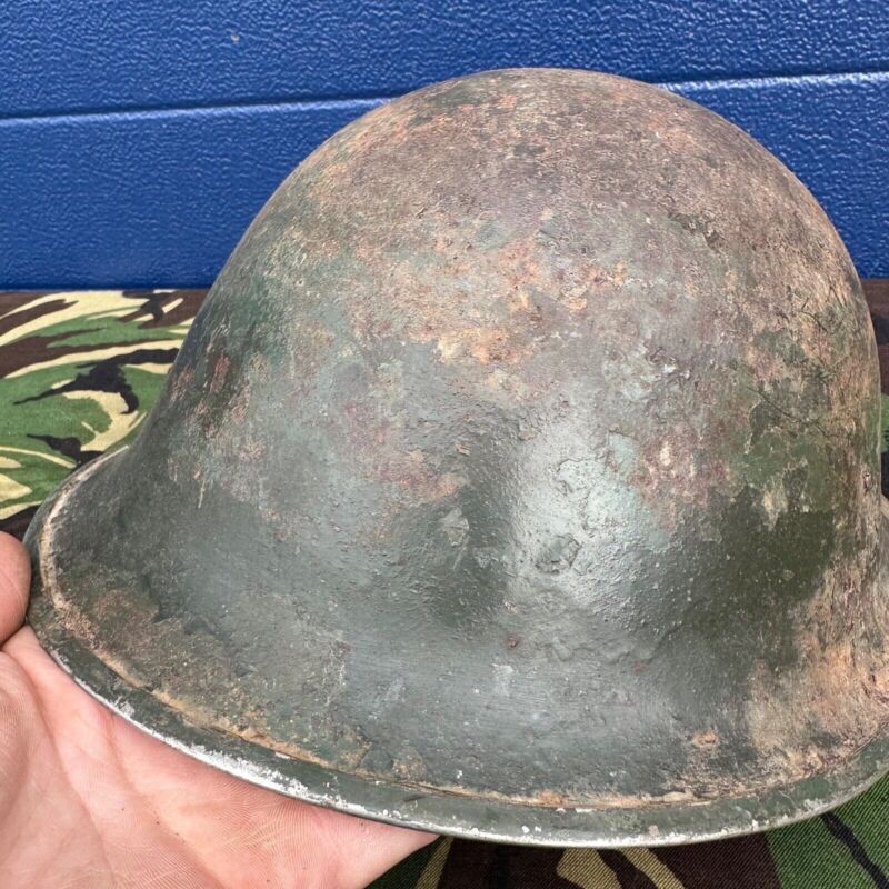 WW2 Canadian Army Mk3 Turtle Helmet - Original Helmet Shell - High Rivet - The Militaria Shop