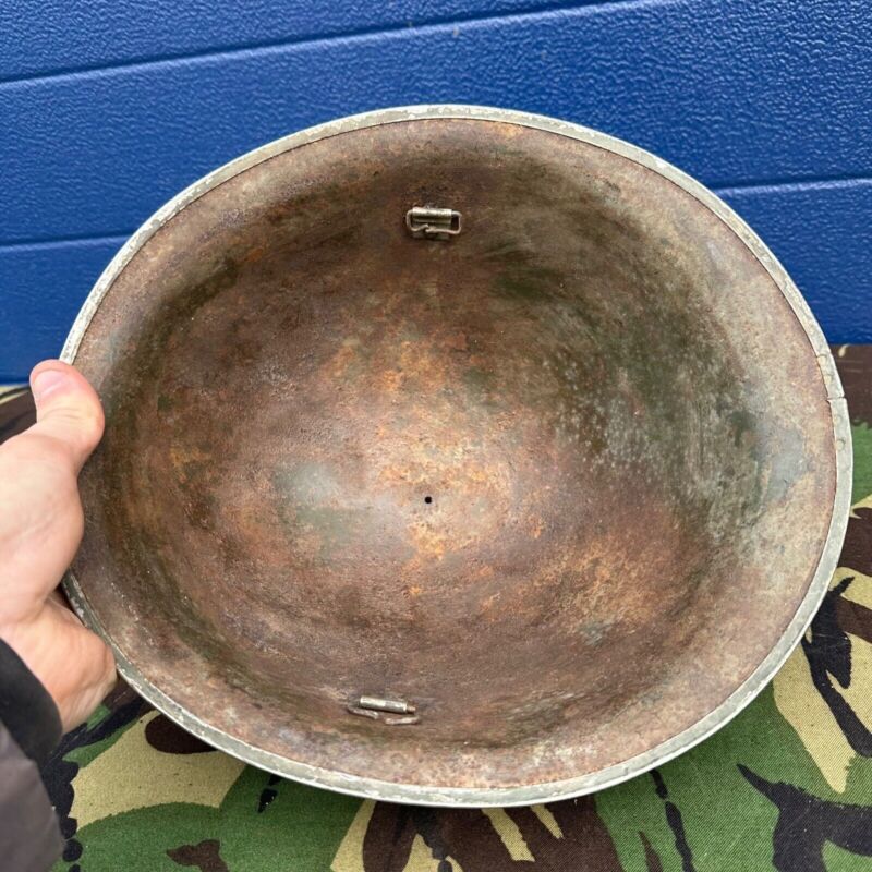WW2 Canadian Army Mk3 Turtle Helmet - Original Helmet Shell - High Rivet - The Militaria Shop