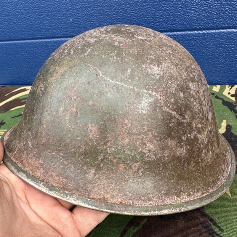 WW2 Canadian Army Mk3 Turtle Helmet - Original Helmet Shell - High Rivet - The Militaria Shop