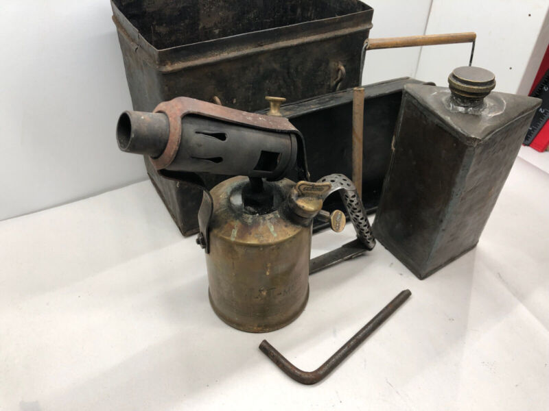 Vintage Brass Primus No 632 Blow Torch By B A Hjorth & Co Sweden & Box Set - The Militaria Shop