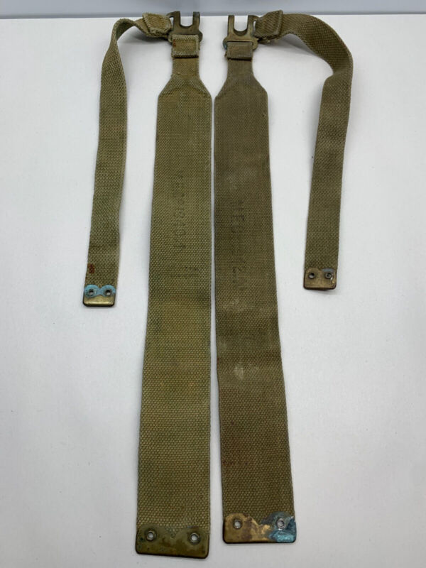 Original WW2 British Army 37 Pattern L Straps Pair - Wartime Dated - The Militaria Shop