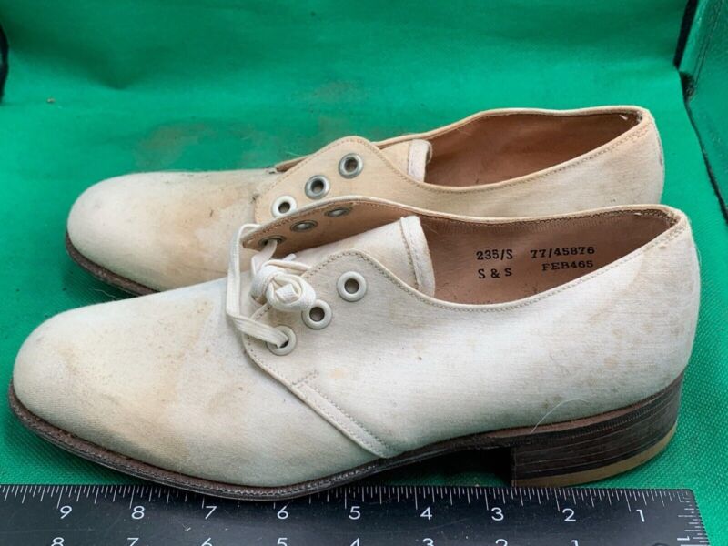 Original WW2 British Army Women's White Summer Shoes - ATS WAAF - Size 235s - The Militaria Shop