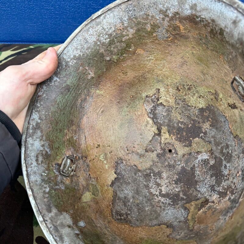 WW2 Canadian Army Mk3 Turtle Helmet - Original Helmet Shell - High Rivet - The Militaria Shop