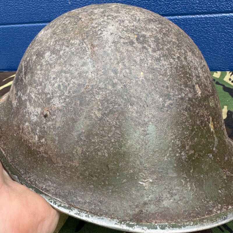 WW2 Canadian Army Mk3 Turtle Helmet - Original Helmet Shell - High Rivet - The Militaria Shop