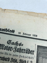 Charger l'image dans la galerie, Original WW2 German Political Newspaper - 18th February 1939