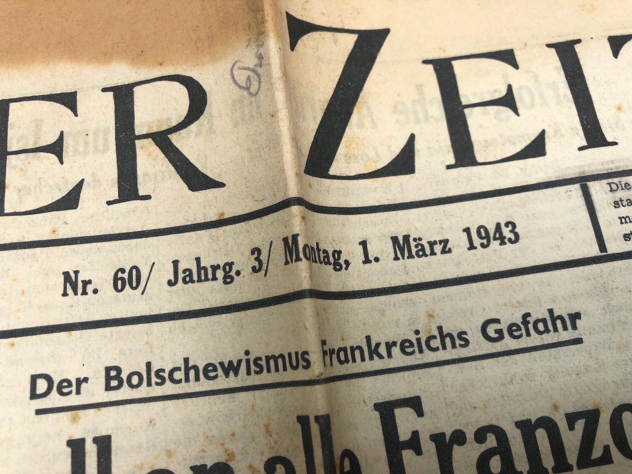 Original WW2 German Political Newspaper - 1st March 1943 - The Militaria Shop