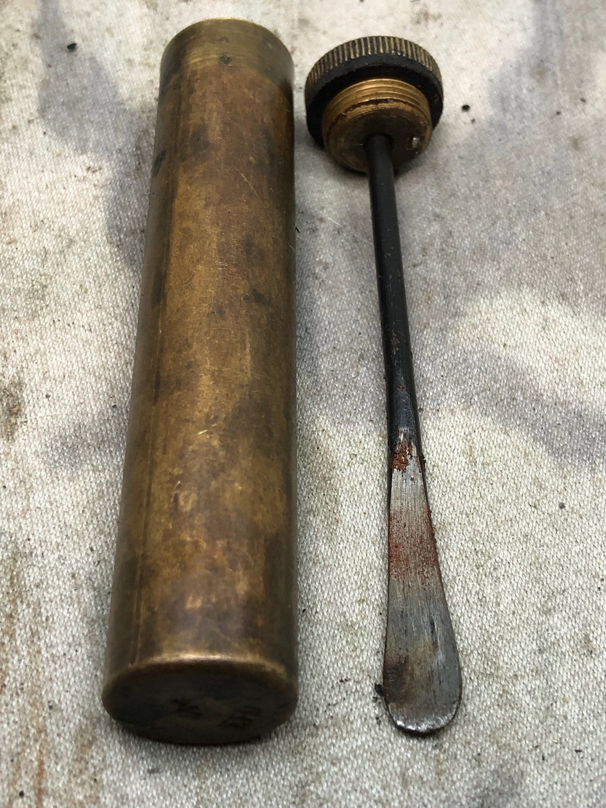 Original WW1 British Army SMLE Enfield Brass Oil Bottle - EFD Marked - The Militaria Shop