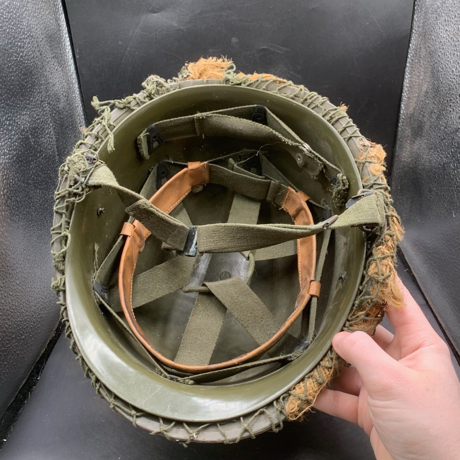 Genuine Dutch Army M53 Euroclone of US M1 Camouflaged Helmet & Liner Set - The Militaria Shop