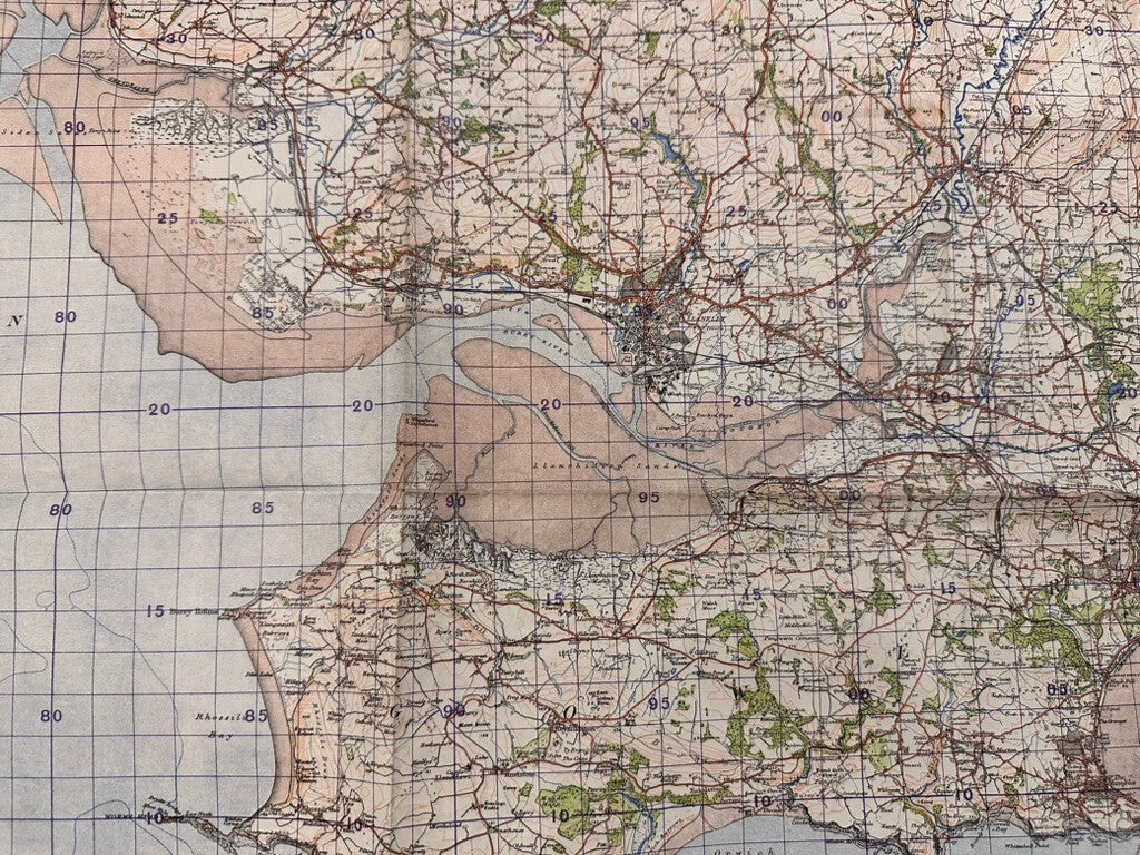 Original WW2 British Army GSGS OS Map of Great Britain - Llanelly - The Militaria Shop