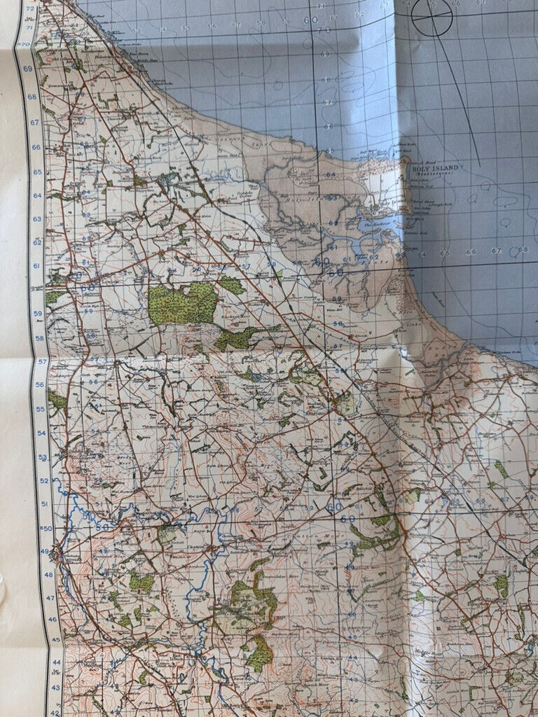 Original WW2 British Army GSGS OS Map of England & Wales - Holy Island - The Militaria Shop
