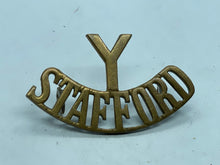 Load image into Gallery viewer, Original WW1 British Army Stafford Yeomany Regiment Shoulder Title - The Militaria Shop
