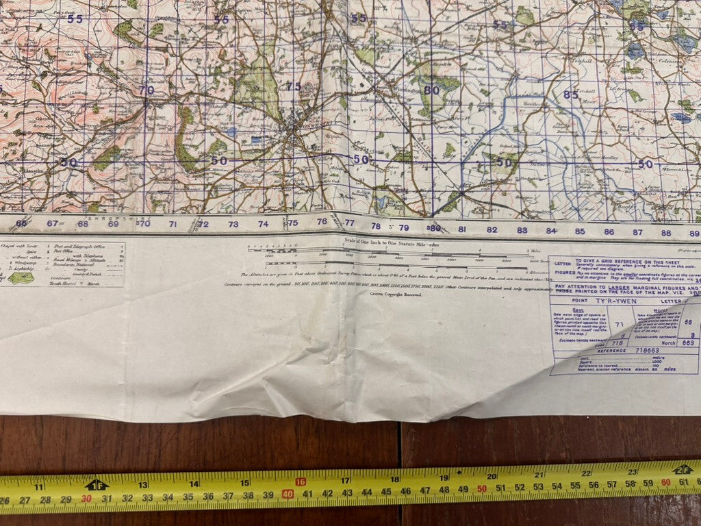 Original WW2 British Army GSGS OS Map of Great Britain - Wrexham & Oswestry - The Militaria Shop