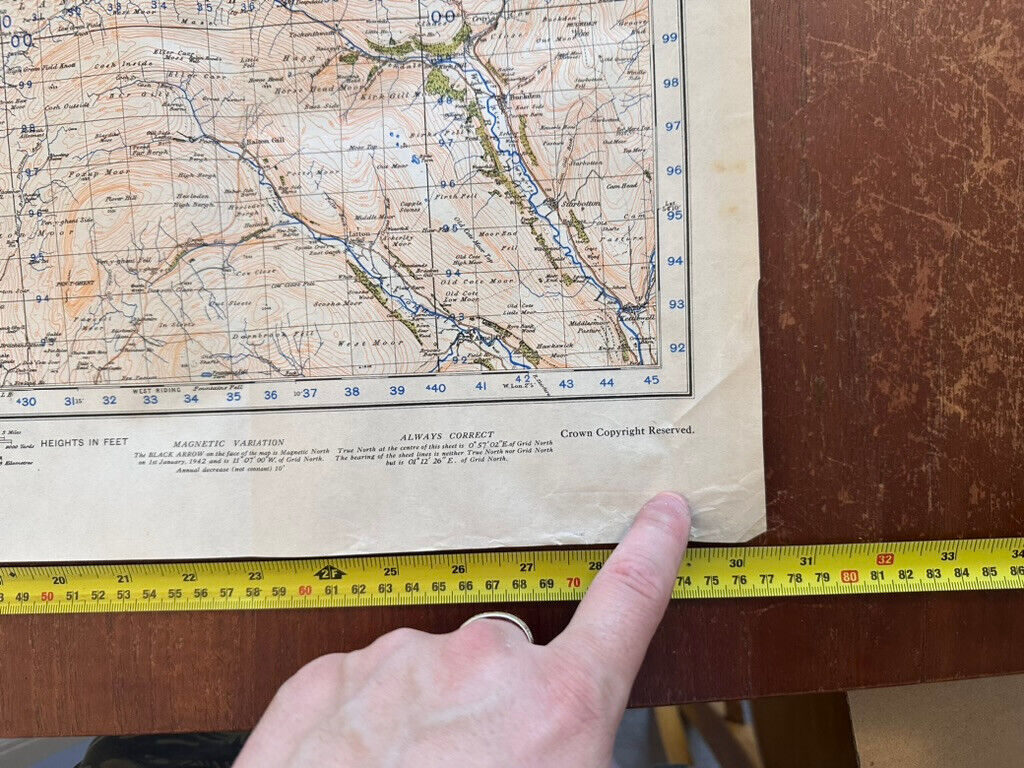 Original WW2 British Army GSGS Map of England & Wales - Kirkby Lonsdale & Hawes - The Militaria Shop