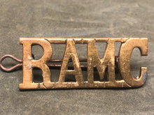 Load image into Gallery viewer, Genuine British Army Brass Shoulder Title - Royal Army Medical Corps - The Militaria Shop