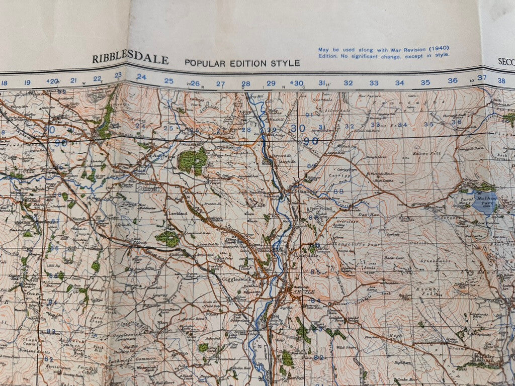 Original WW2 British Army GSGS Os Map of Great Britain - Ribblesdale - The Militaria Shop