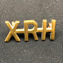 Load image into Gallery viewer, Original WW1 British Army Brass Shoulder Title - 10th Royal Hussars Regiment - The Militaria Shop