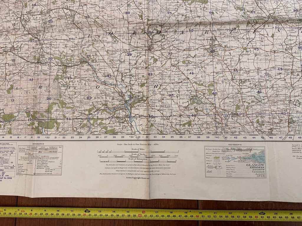 Original WW2 British Army GSGS Map of Scotland - Inverurie & Ellon - The Militaria Shop