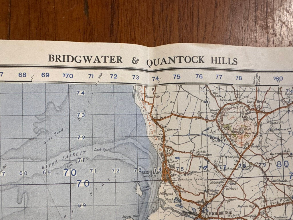 Original WW2 British Army GSGS OS Map of Great Britain - Bridgewater & Quantock - The Militaria Shop