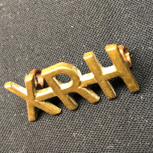 Load image into Gallery viewer, Original WW1 British Army Brass Shoulder Title - 10th Royal Hussars Regiment - The Militaria Shop