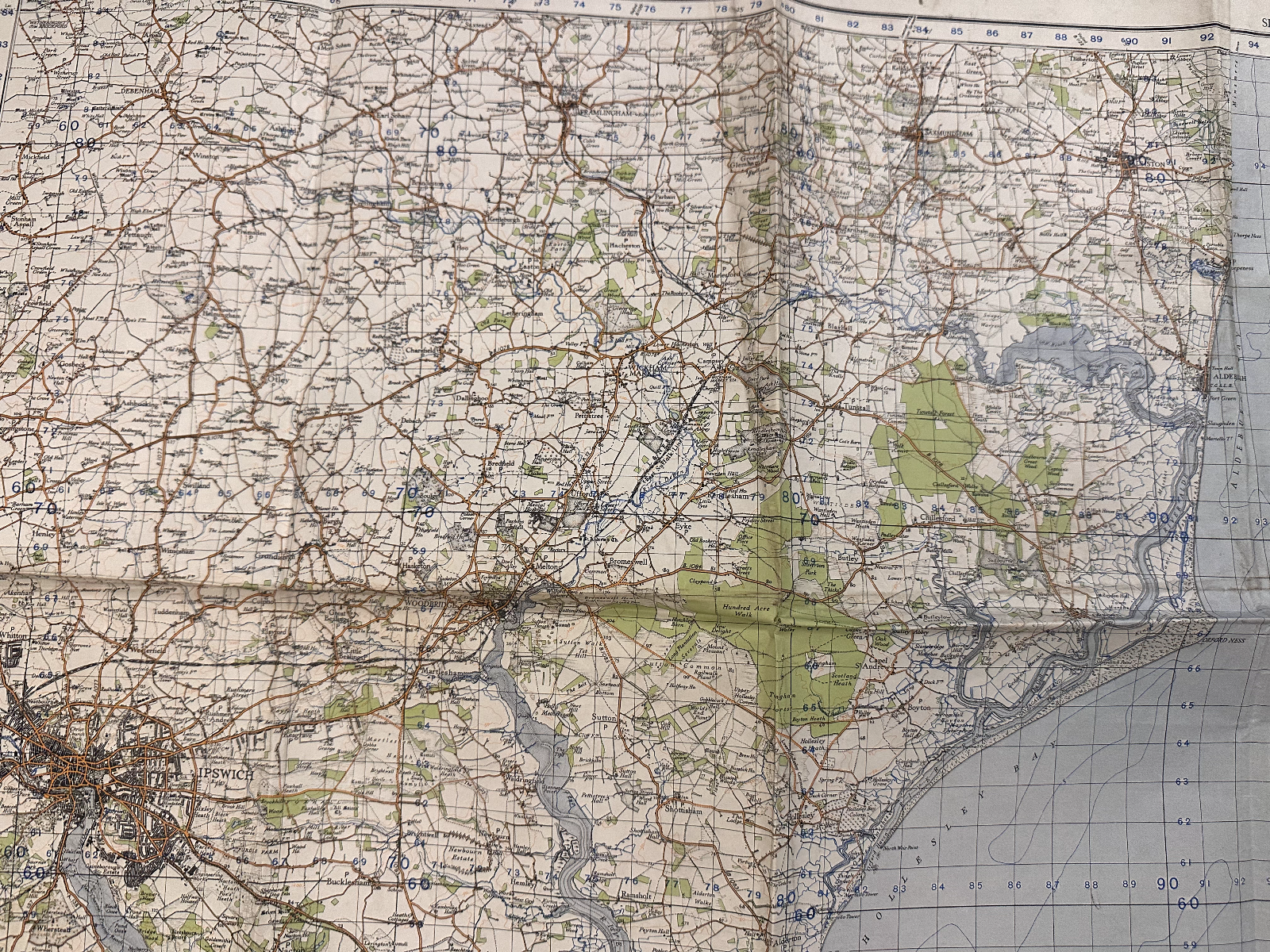 Original WW2 British Army GSGS OS Map of Great Britain - Ipswich - The Militaria Shop