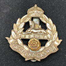 Load image into Gallery viewer, Genuine WW2 British Army Brass Cap Badge - East Lancashire Regiment - The Militaria Shop