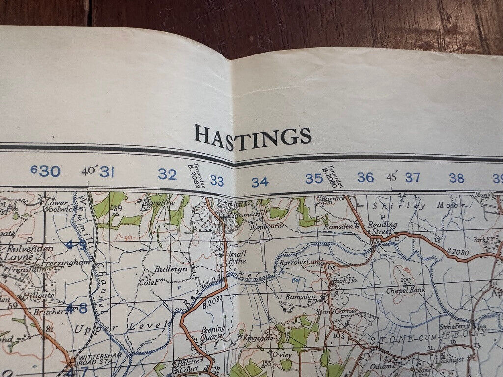 Original WW2 British Army GSGS OS Map of England & Wales - Hastings - The Militaria Shop