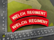 Load image into Gallery viewer, Pair of Reproduction WW2 British Army Welch Regiment Shoulder Titles - The Militaria Shop
