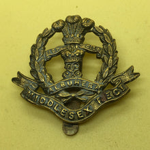 Load image into Gallery viewer, Original WW1/WW2 British Army Middlesex Regiment Cap Badge - The Militaria Shop