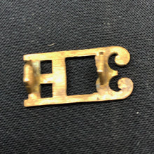 Load image into Gallery viewer, Original WW1 British Army Brass Shoulder Title - 3rd Hussars - The Militaria Shop
