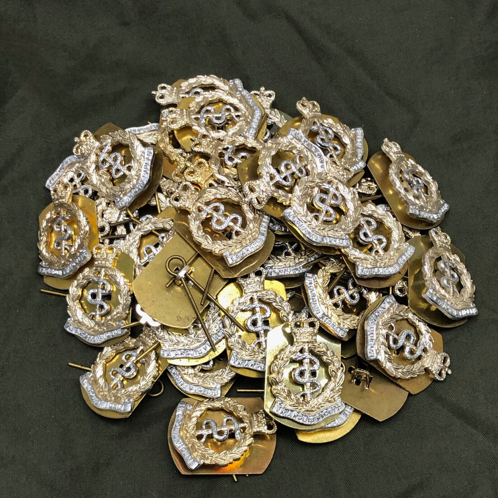 Genuine British Army RAMC Royal Army Medical Corps Collar Badges Pair - The Militaria Shop
