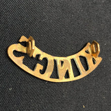 Load image into Gallery viewer, Original WW1 British Army Brass Shoulder Title - King's Liverpool Regiment - The Militaria Shop