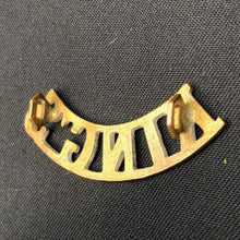 Load image into Gallery viewer, Original WW1 British Army Brass Shoulder Title - King's Liverpool Regiment - The Militaria Shop