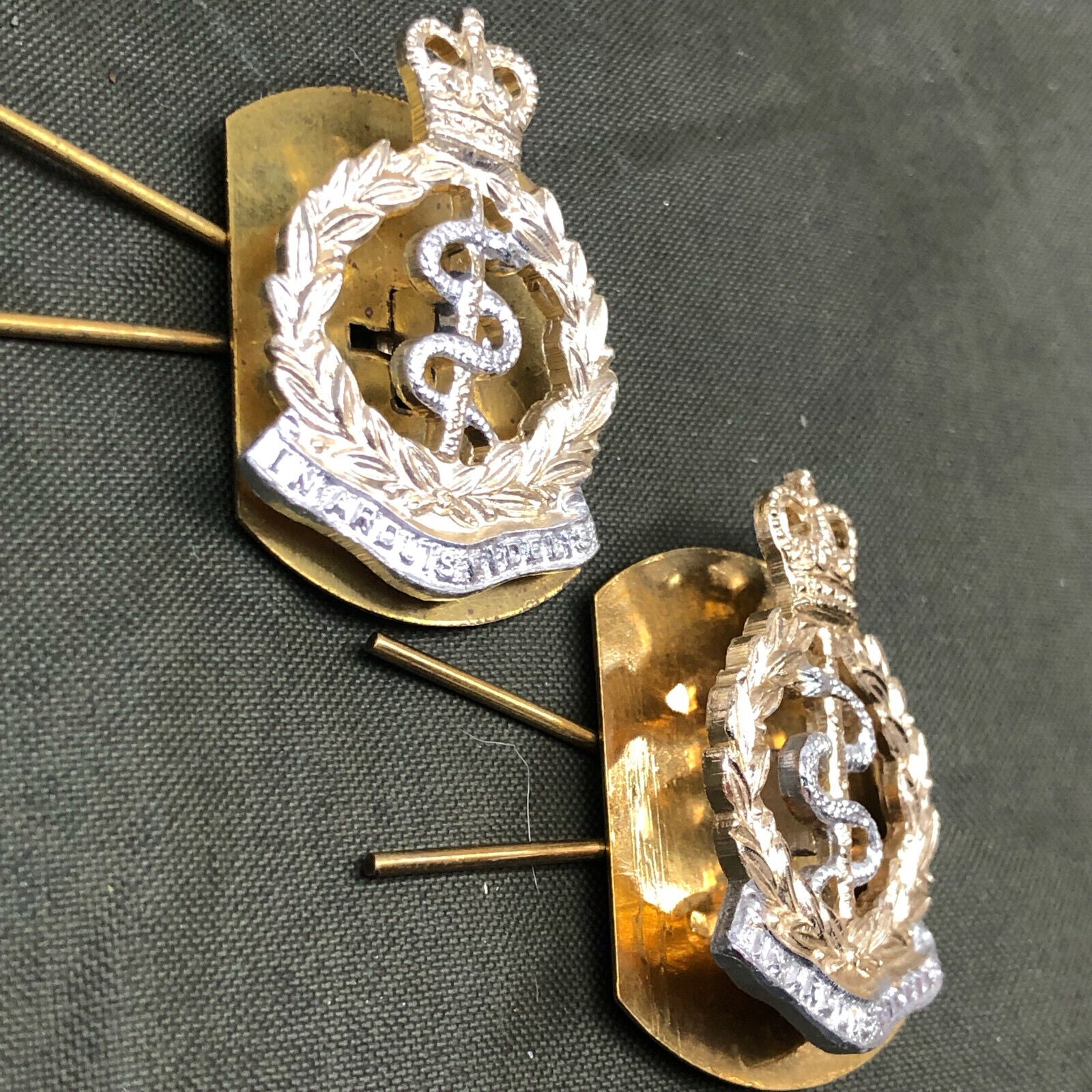 Genuine British Army RAMC Royal Army Medical Corps Collar Badges Pair - The Militaria Shop