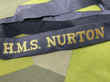 Lade das Bild in den Galerie-Viewer, Original British Royal Navy Cap Tally for HMS Nurton - The Militaria Shop
