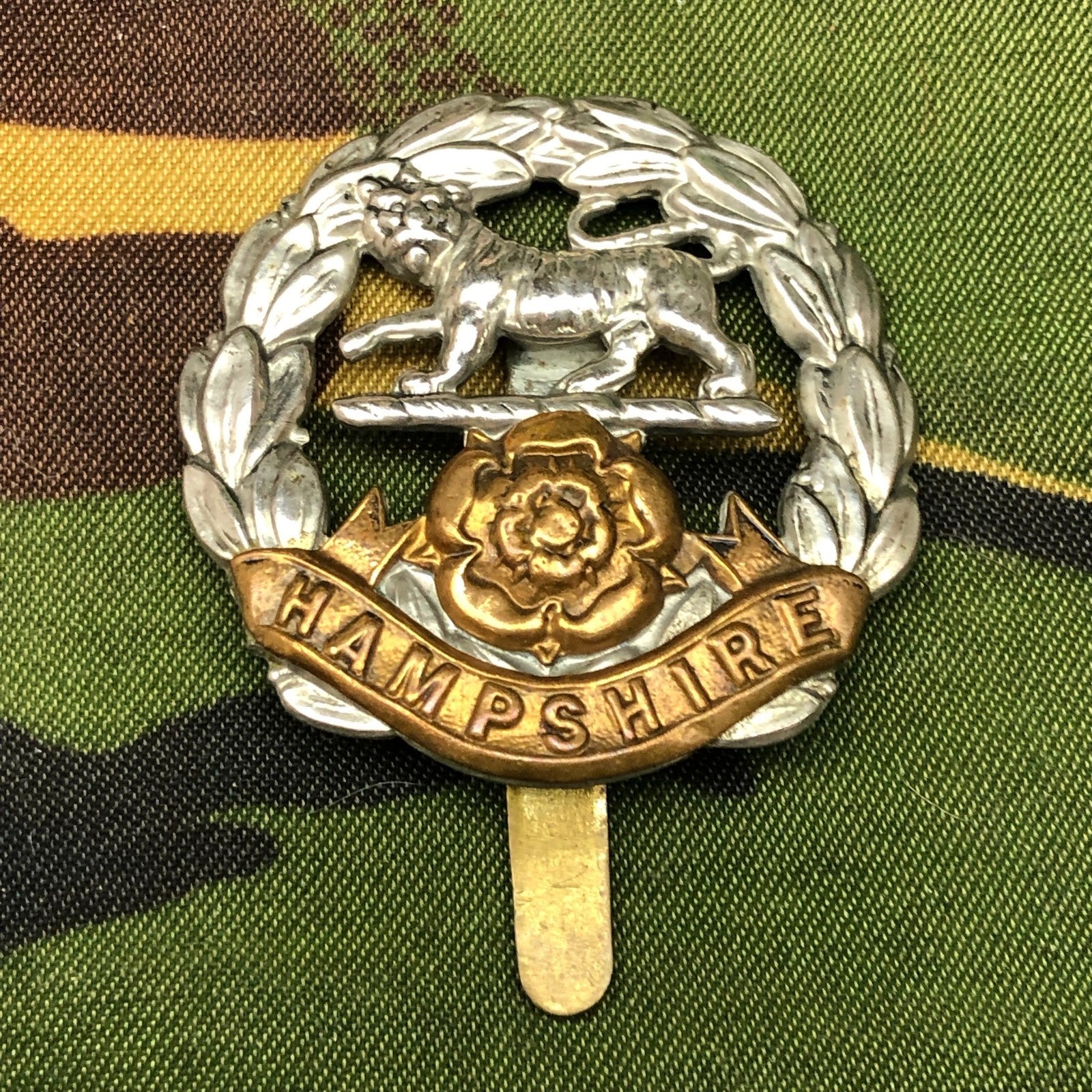 Original WW2 British Cap Badge - Royal Hampshire Regiment - The Militaria Shop