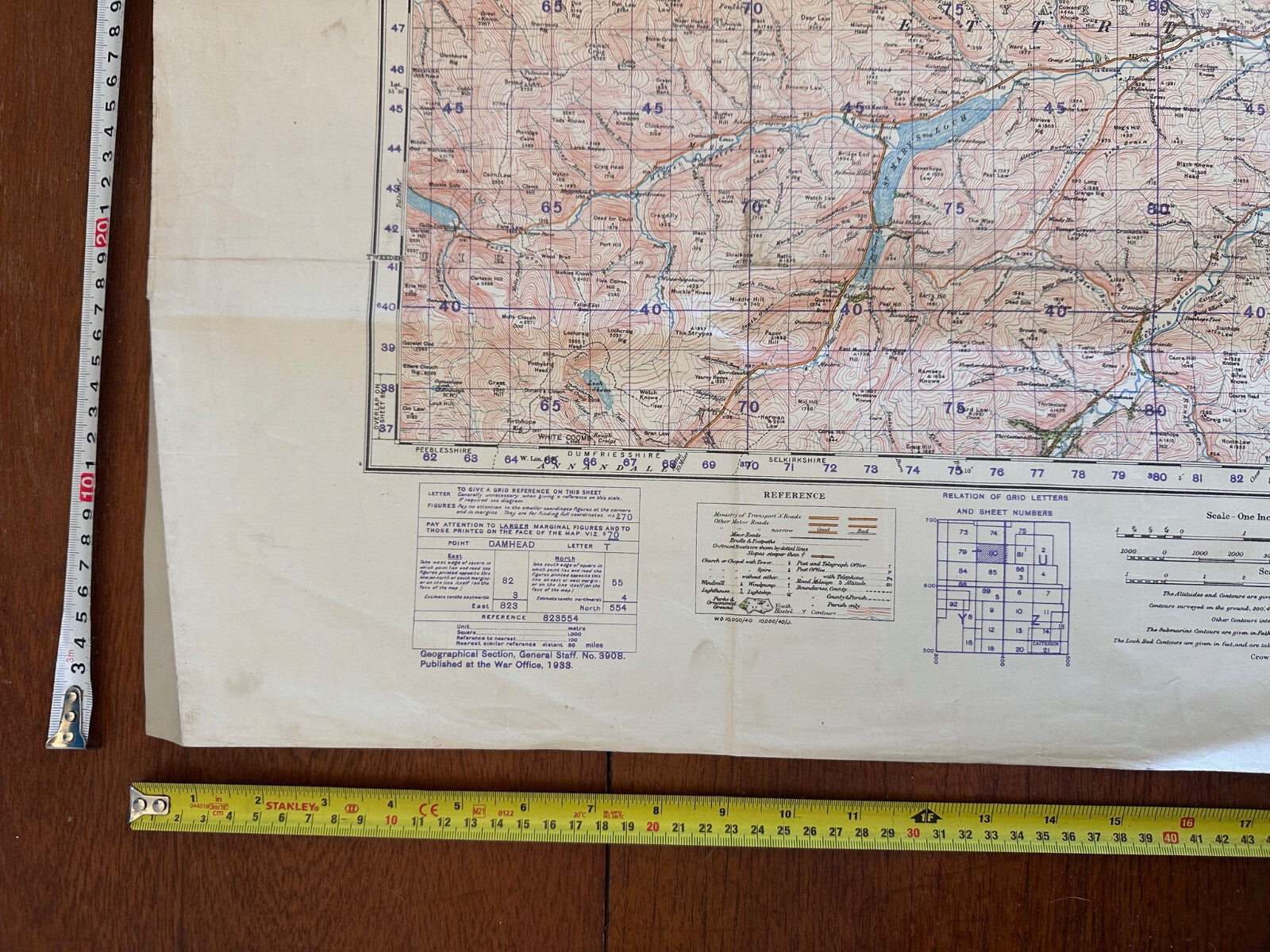 Original WW2 British Army GSGS Map of Scotland - Peebles & Galashiels - The Militaria Shop