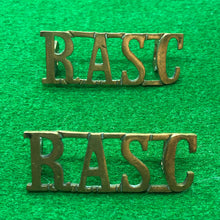 Load image into Gallery viewer, Original WW2 British Army RASC Royal Army Service Corps Brass Shoulder Titles - The Militaria Shop
