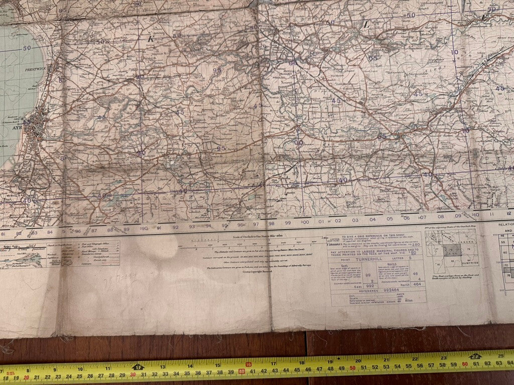 Original WW2 British Army GSGS OS Map of Scotland - Kilmarnock & Ayr - The Militaria Shop
