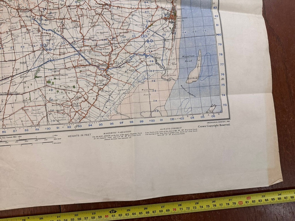 Original WW2 British Army GSGS OS Map England - Horncastel & Skegness - The Militaria Shop