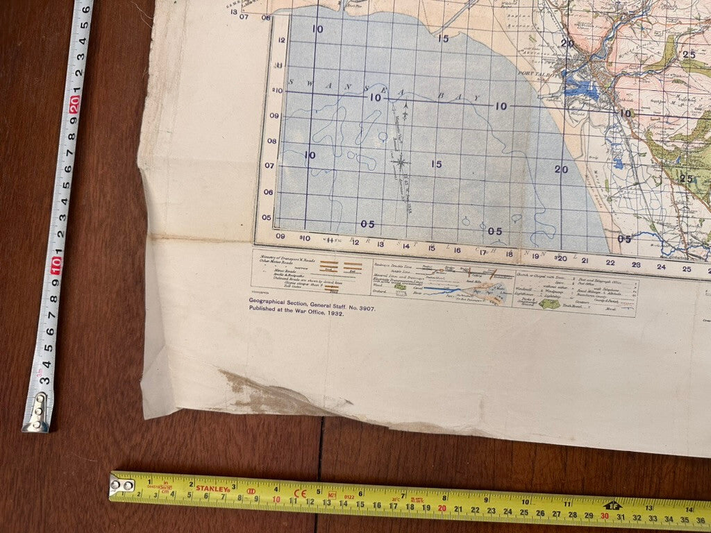 Original WW2 British Army GSGS OS Map of Great Britain - Swansea & Aberdare - The Militaria Shop