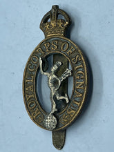 Load image into Gallery viewer, Original British Army WW2 Royal Signal Corps Cap Badge - Maker Marked - The Militaria Shop