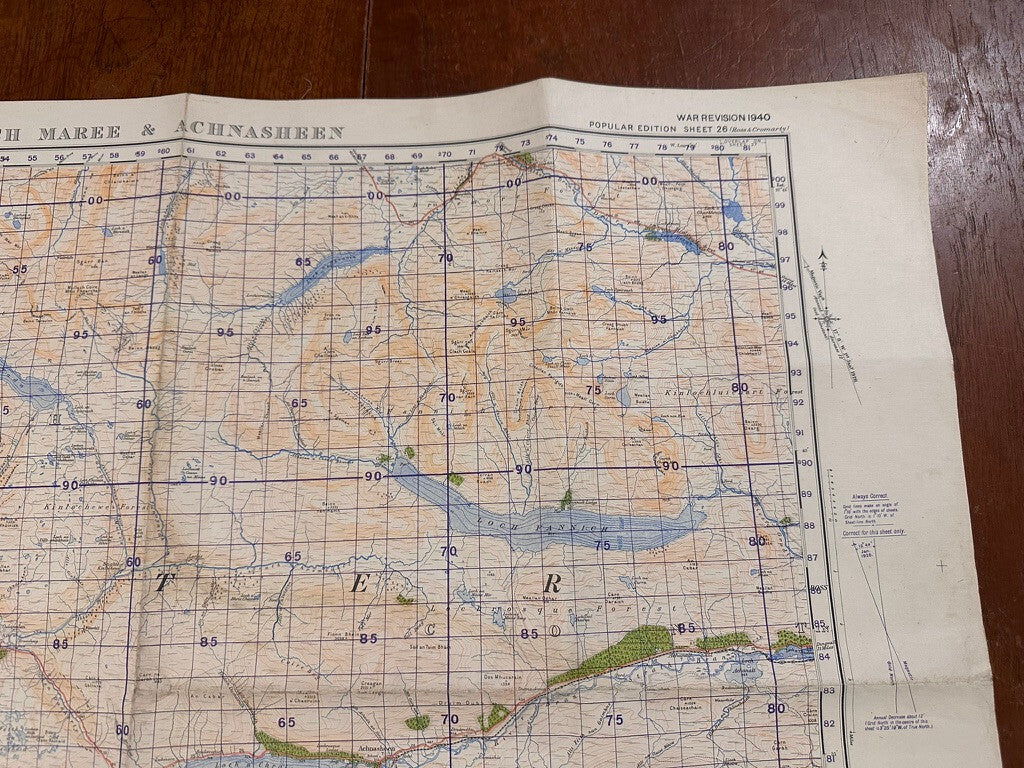 Original WW2 British Army GSGS Map of Scotland - Loch Maree & Achnasheen - The Militaria Shop