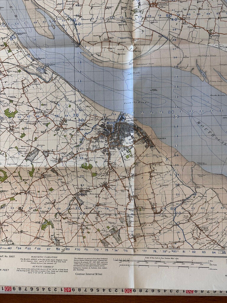 Original WW2 British Army GSGS OS Map of England & Wales - Mouth of the Humber - The Militaria Shop