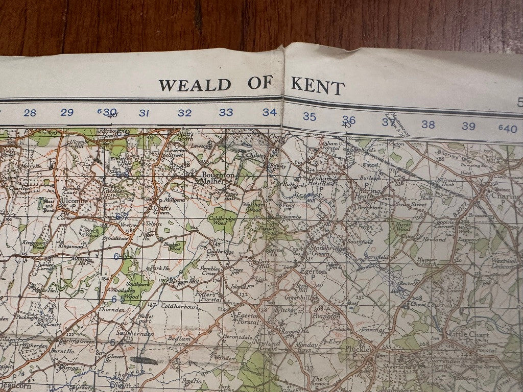 Original WW2 British Army GSGS OS Map of Great Britain - Weald of Kent - The Militaria Shop