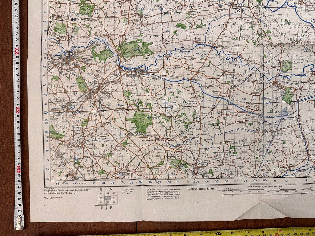 Original WW2 British Army GSGS OS Map of Great Britain - Goole & Pontefract - The Militaria Shop