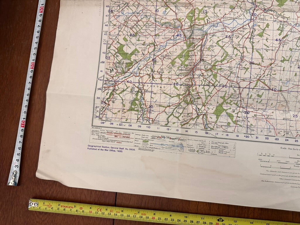 Original WW2 British Army GSGS OS Map of Scotland - Kelso - The Militaria Shop