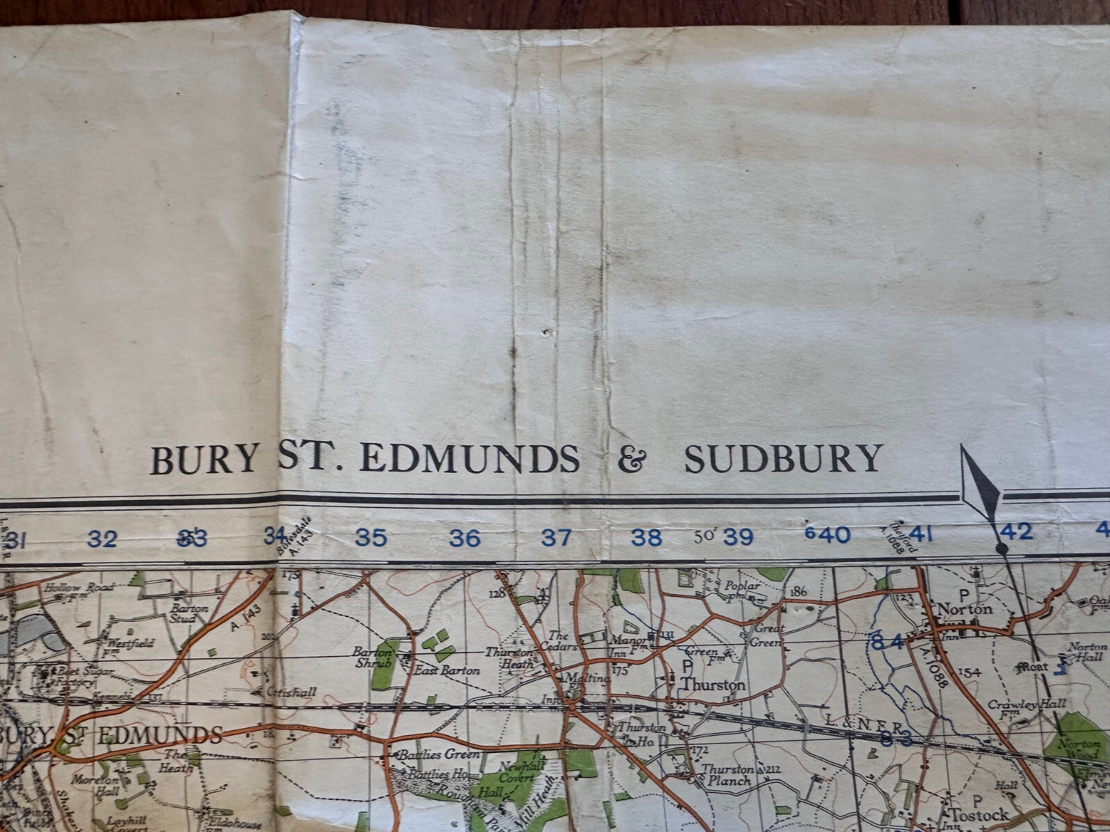 Original WW2 British Army GSGS OS Map of England - Bury St Edmunds & Sudbury - The Militaria Shop