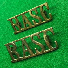 Load image into Gallery viewer, Original WW2 British Army RASC Royal Army Service Corps Brass Shoulder Titles - The Militaria Shop